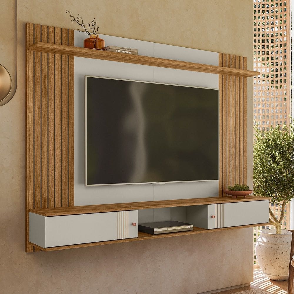Painel Denver 1,80cm Off White Nature Peternella Móveis