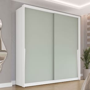 Guarda-Roupa Casal Porto 2 Portas 2 Gavetas Branco/Verde - Politorno