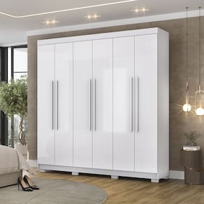Guarda Roupa Roupeiro Casal Elegance 6 Portas Branco Vila Rica