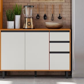 Balcão 120cm Flex Com Tampo 03 Portas Ravena Poliman Móveis