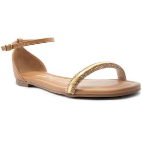 Rasteira Vizzano Tira Strass Feminina-Caramelo