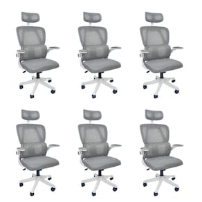 Kit 6 Cadeiras de Escritório Presidente Executiva Oficial Legacy Cinza