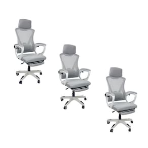 Kit 3 Cadeiras de Escritório Presidente Executiva Oficial Supreme Cinza