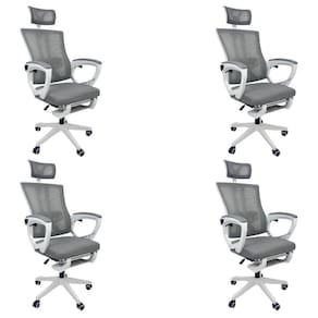 Kit 4 Cadeiras de Escritório Presidente Executiva Oficial Paris Cinza