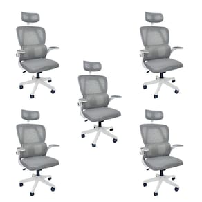 Kit 5 Cadeiras de Escritório Presidente Executiva Oficial Legacy Cinza