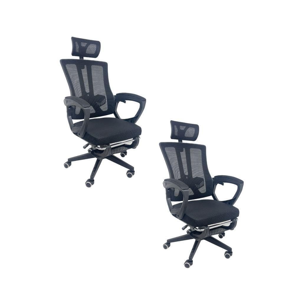 Kit 2 Cadeiras de Escritório Presidente Executiva Oficial Paris Preto