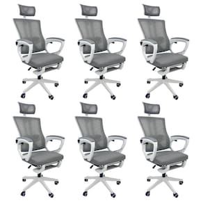 Kit 6 Cadeiras de Escritório Presidente Executiva Oficial Paris Cinza