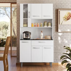 Cozinha Compacta 6 Portas 1 Gavetas 91 Cm Coral Branco Pln Branco