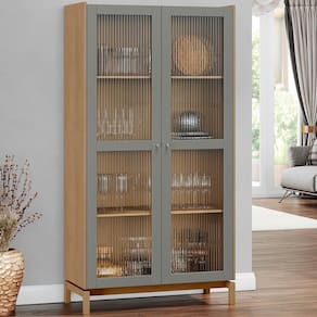 Cristaleira 2 Portas Vidro Canelado 190x100 Cm 2158 Oak Ferrolack Milani Store