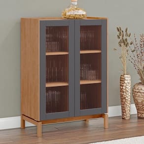 Cristaleira 2 Portas Vidro Canelado 80 Cm 2156 Tauari Concret Milani Store