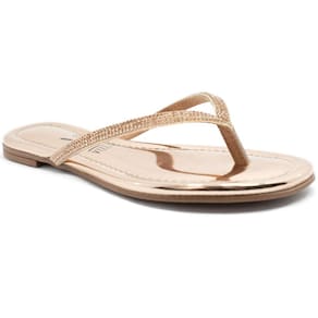 Rasteira Vizzano Metalizada Strass Feminina - Ouro Rosado