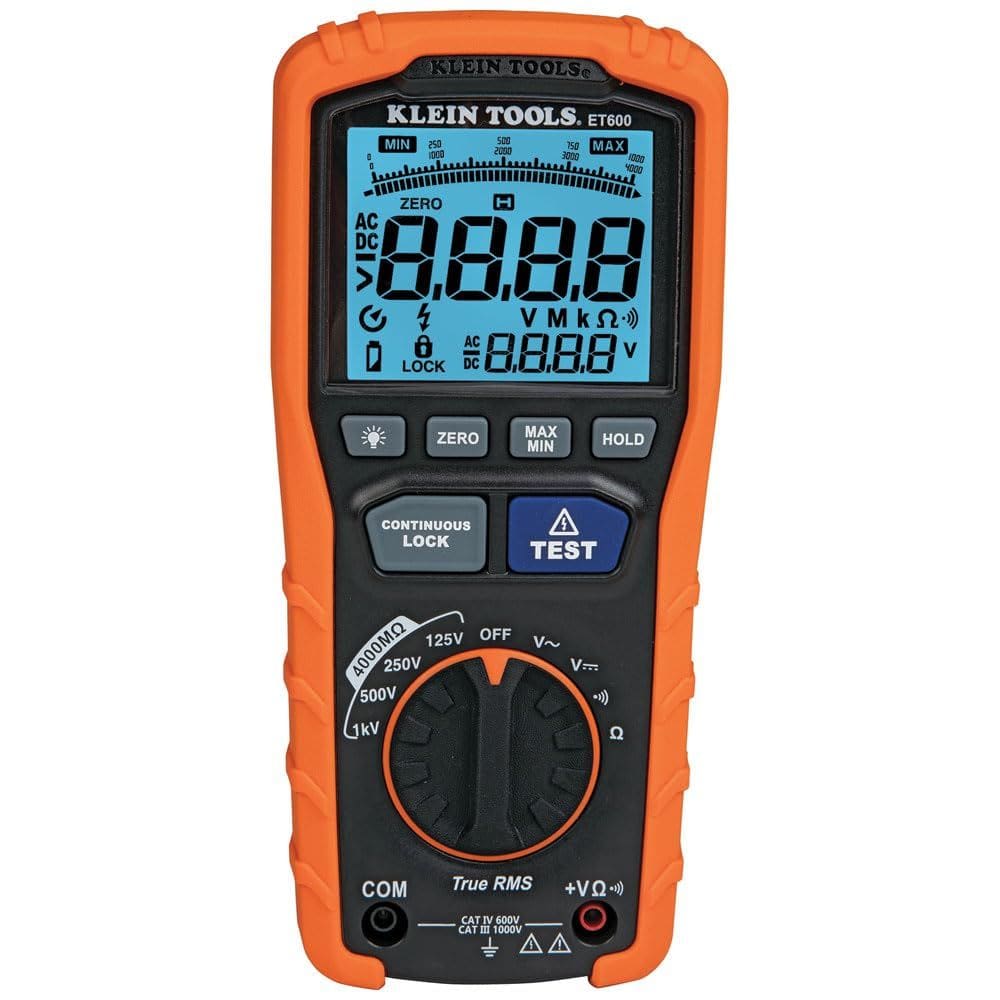 Multímetro Klein Tools ET600 Megôhmetro 4000 Ohms 1000V