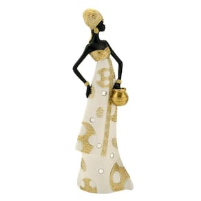 Figura Decorativa Estatueta Mulher Africana 33 X 10 X 7 Cm