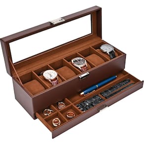 Caixa de relógio ProCase de 6 compartimentos com gaveta para café expresso masculino e feminino