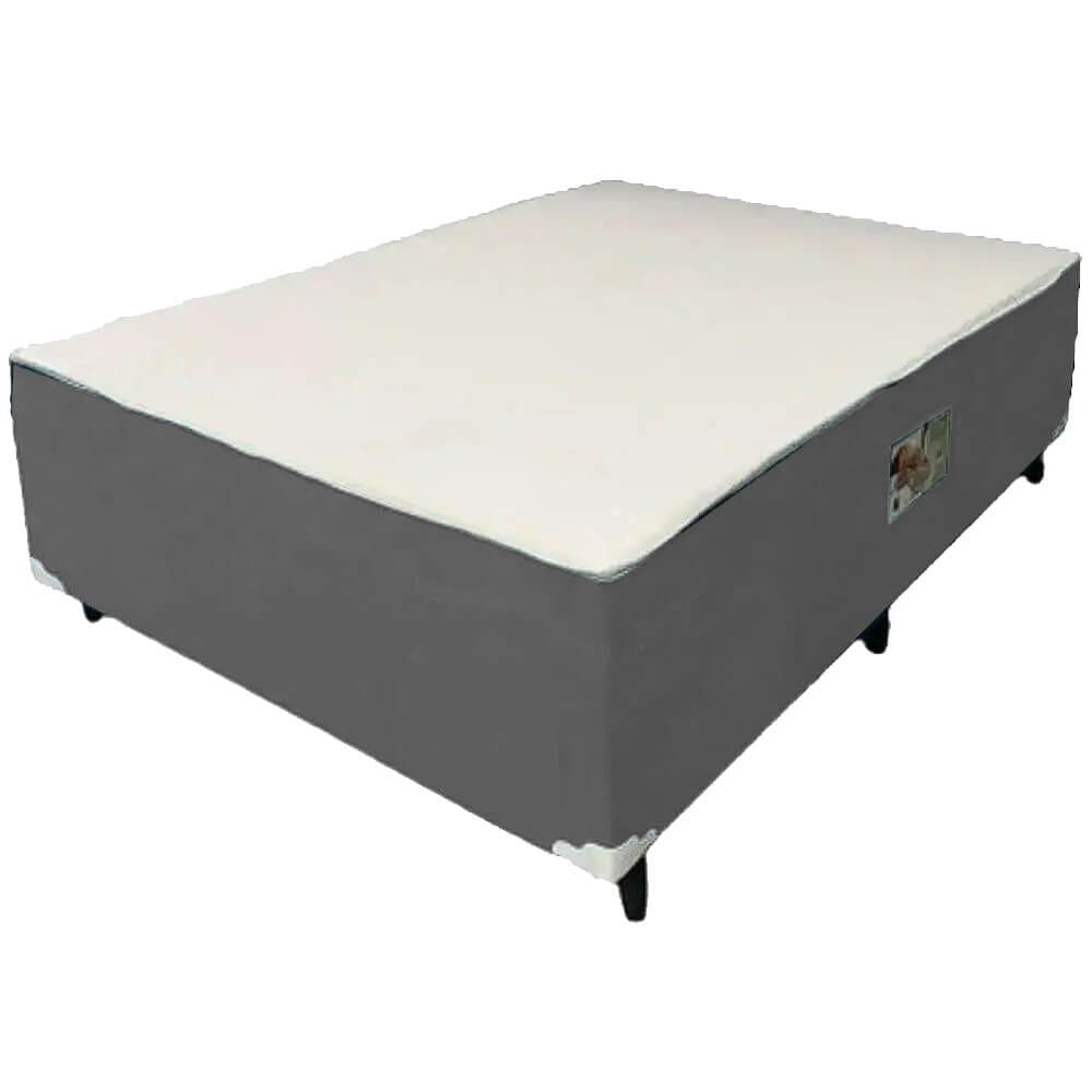 Cama Box Alto Nivel Casal Ortopédica 138x188x47cm Cor Cinza