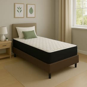 Cama Box Solteiro + Colchão Espuma D45 Suede Marrom 17x78x188cm