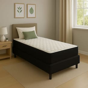 Cama Box Solteiro  + Colchão Espuma D45 Suede Preto 17x88x188cm