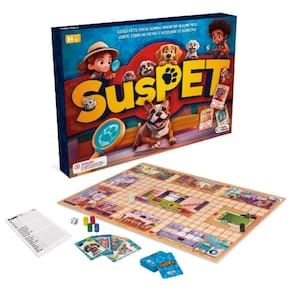 Jogo de Tabuleiro SusPet +6 Anos Interativo Dinâmico 7 Suspeitos 7 Travessuras Pais e Filhos