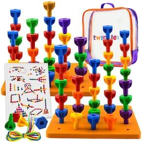 Conjunto de jogos de tabuleiro Peg Twinkle me Jumbo Pack com 48 pinos e 2 tabuleiros