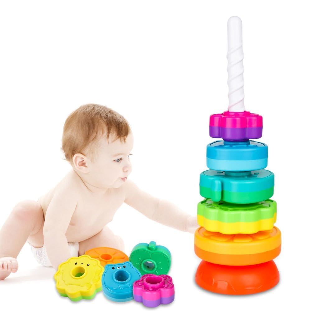 Brinquedo giratório empilhável LBAIBB Brinquedos Spin Stack para crianças de 1 ano ou mais