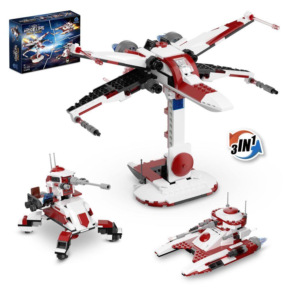 Conjunto de construção QLT 3 em 1 Space Wars Space Wing Fighter de 6 anos ou mais
