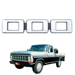 Emblema 000 Ford F1000 F2000 F4000 Cinza com Fundo Preto