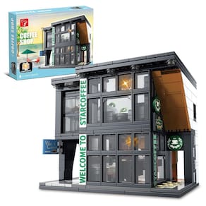 Conjunto de blocos de construção TGL TYCOLE City Coffee Shop com luzes 581 unidades