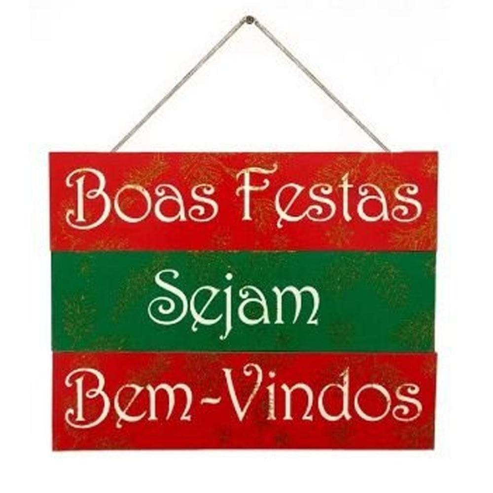 Placa Decorativa Boas Festas Sejam Bem Vindos 27X22 Natalina
