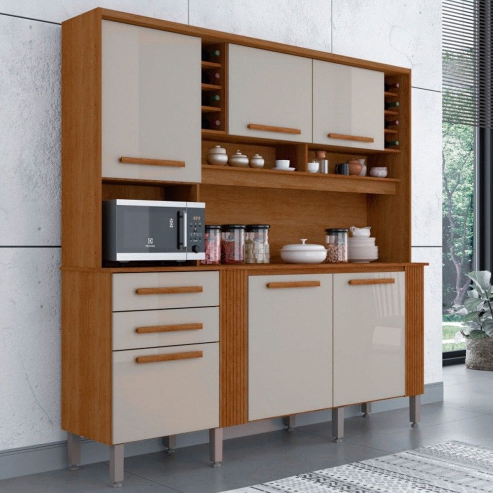 Armário de Cozinha Espanha 6 Portas 2 Gavetas Branco - Pnr Móveis