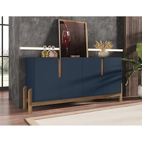 Aparador Buffet Sala Lizz 170cm Azul Cobalto Marrom