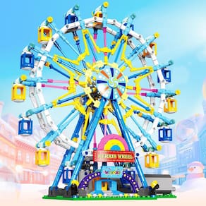 Conjunto de construção HuiNiu 2024 Ferris Wheel com Fairy Light 813 unidades