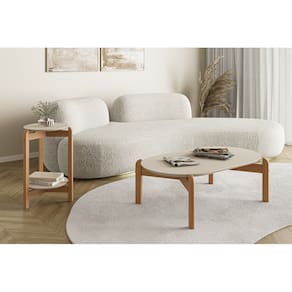 Conjunto Mesa Sala Estar Inove Off White Marrom