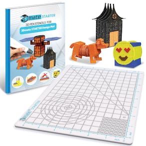 Tapete de caneta 3D 3Dmate Starter transparente 23 x 18 cm com estênceis
