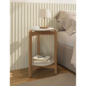 Mesa Lateral Lizz Off White Marrom Cedro Casa D
