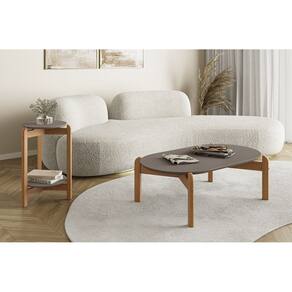 Kit de Mesa Sala Estar Lizz Cinza Pérola Marrom Casa D