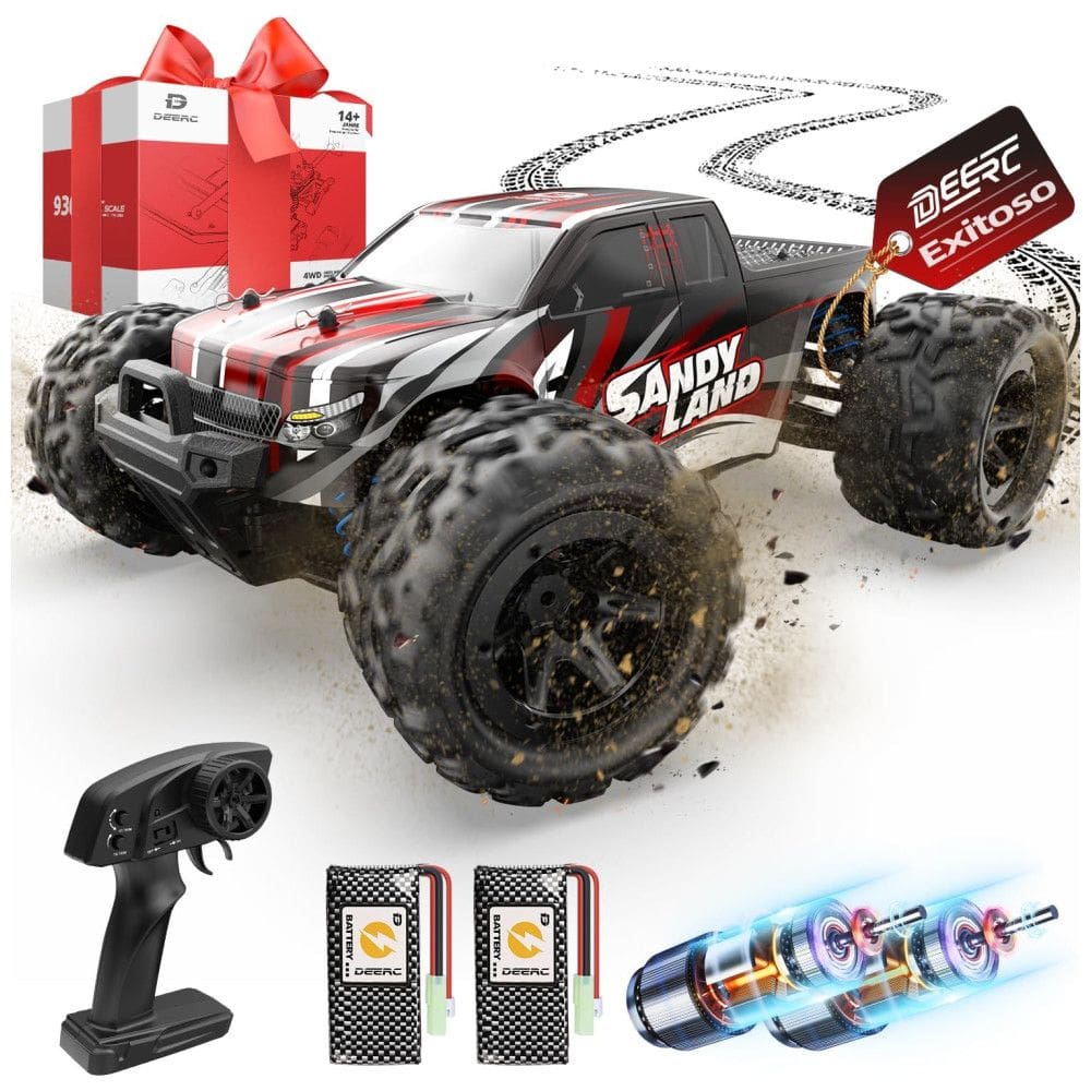 Carrinho de Controle Remoto para Adultos Off Road 118 Escala Até 40 km por hora, Recarregável, DEERC 9300, Vermelho