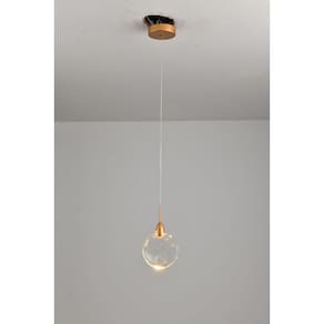Pendente Bright Dourado E Bola Cristal Translúcido