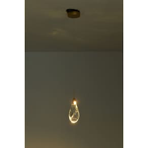 Pendente Bright Dourado E Bola Cristal Translúcido Led