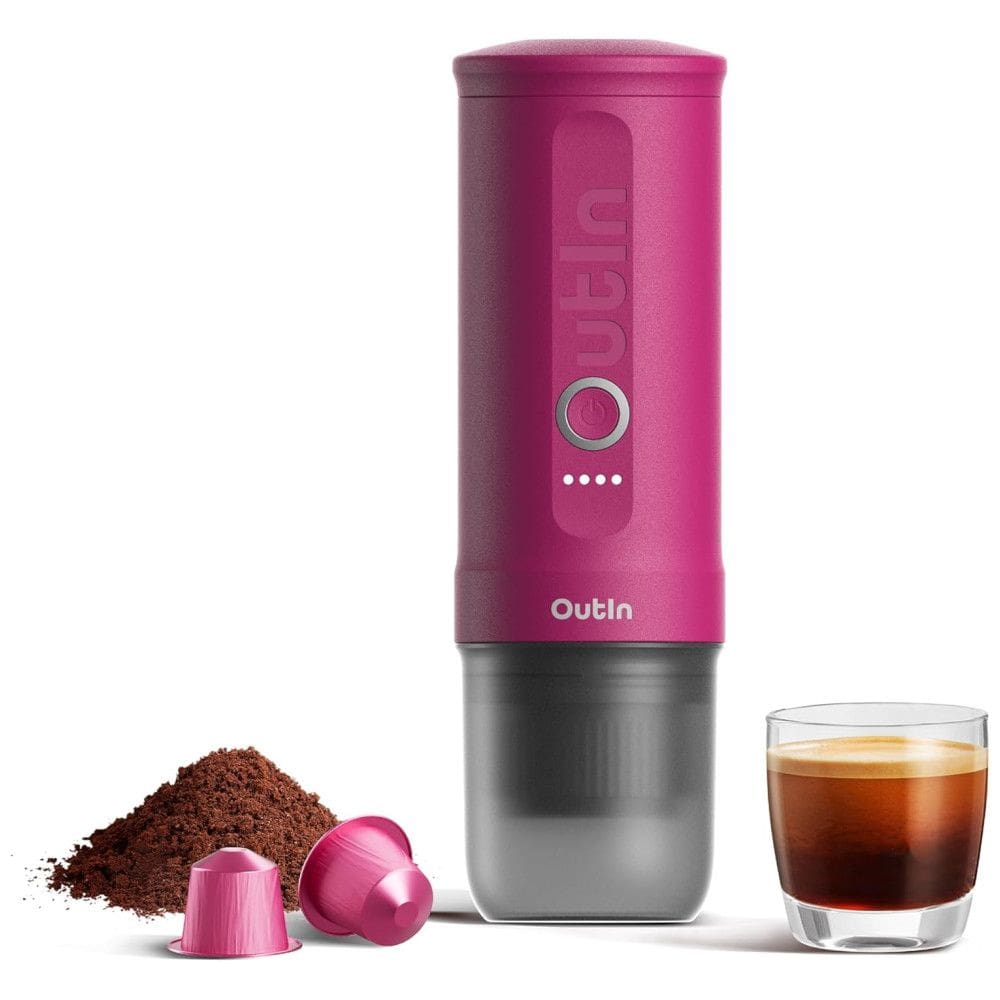 Mini Máquina de Café Expresso Portátil 80mL, 12V, Outin, Rosa
