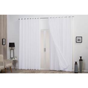 Cortina Branca Voil Com Forro Microfibra 6,00X2,80 Decoração