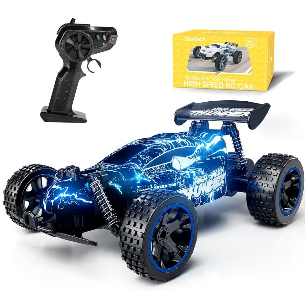 Carrinho de Controle Remoto 2.4 Ghz de Alta Velocidade Escala 1:18 com 2 Baterias Recarregáveis, Tecnock, Azul