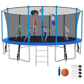 Trampolim SKYUP 1500LBS 16 15 14 12 FT Trampolim para 7 10 crianças e adultos, Tranpolim externo à prova de vento com rede de proteção,