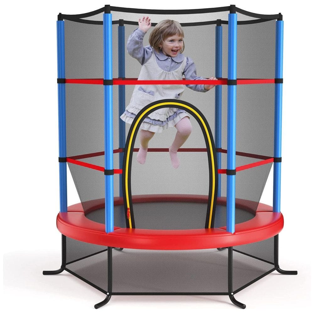 Trampolim Giantex para crianças, trampolim infantil aprovado pela ASTM 55 Mini com rede de proteção, design sem lacunas, fácil de montar