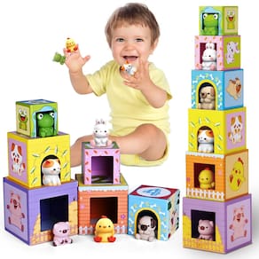 Toy ShyLizard Farm Animal Sorting, empilhável de 1 a 3 anos com fantoches
