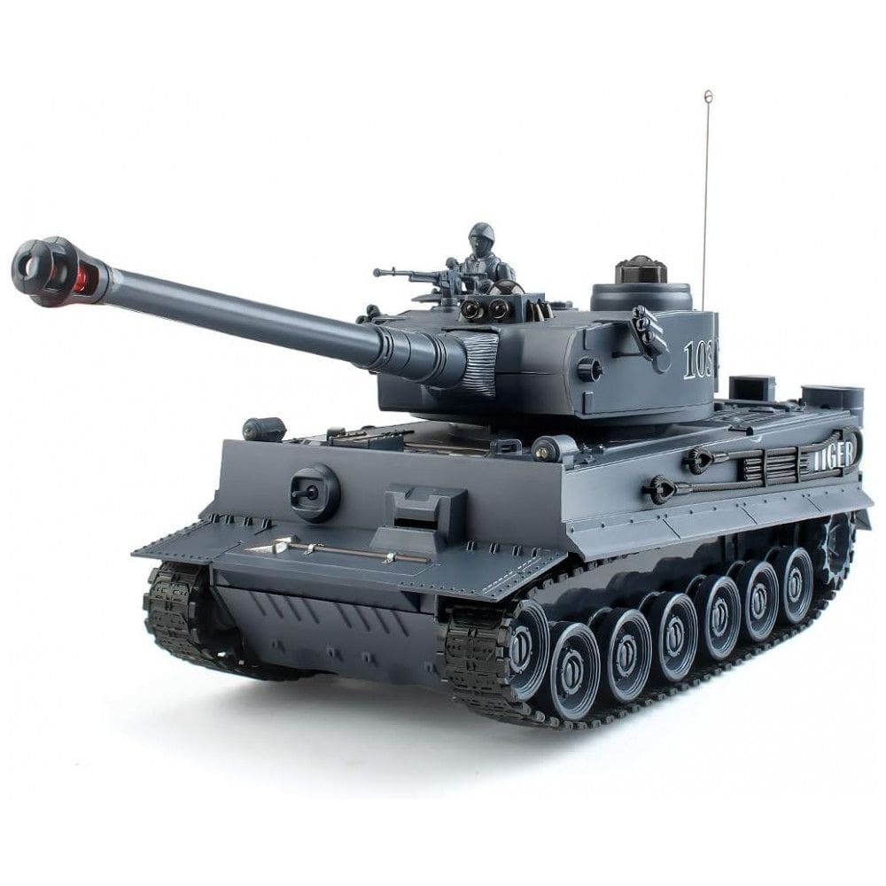 Tanque Alemão da Segunda Guerra Mundial com Controle Remoto e Scala 1:28, BEAURE, Cinza