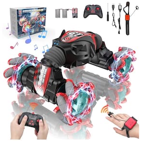Carrinho de Controle Remoto e Sensor de Gestos com Rotação 360, Luzes LED e Música, Bubbacare, Vermelho