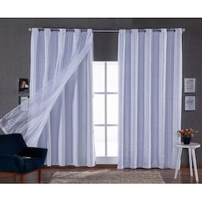 Cortina Luxo Voil Xadrez Branco 4,00X2,80 Forro Microfibra