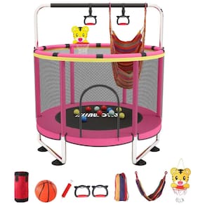 Trampolim Infantil com Cesta de Basquete Ajustável BLINWORLD Diversão e Exercício para Bebês e Crianças Pequenas.