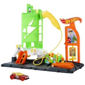 Conjunto Lançador Posto de Recarga de Carros de Brinquedo em Escala 1:64, Inclui Acessórios, Hot Wheels City