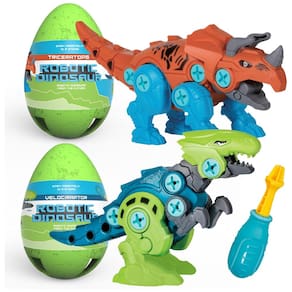 Kit 2 Dinossauros Robôs Triceratops e Velociraptor para Crianças Acima de 3 Anos, Emobii
